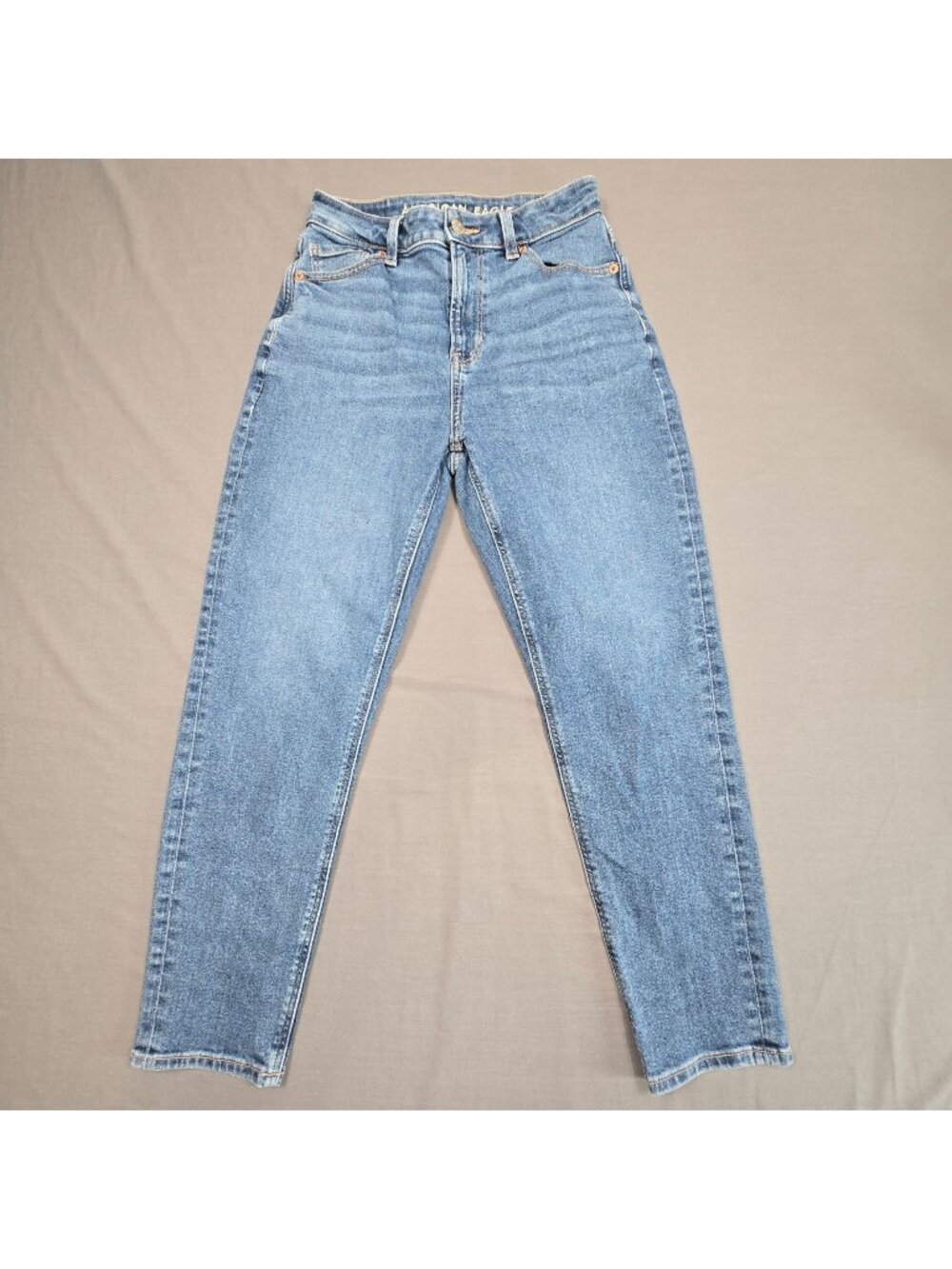 American Eagle Womens Mom Jeans Size 0 Short Stretch Denim Light Wash